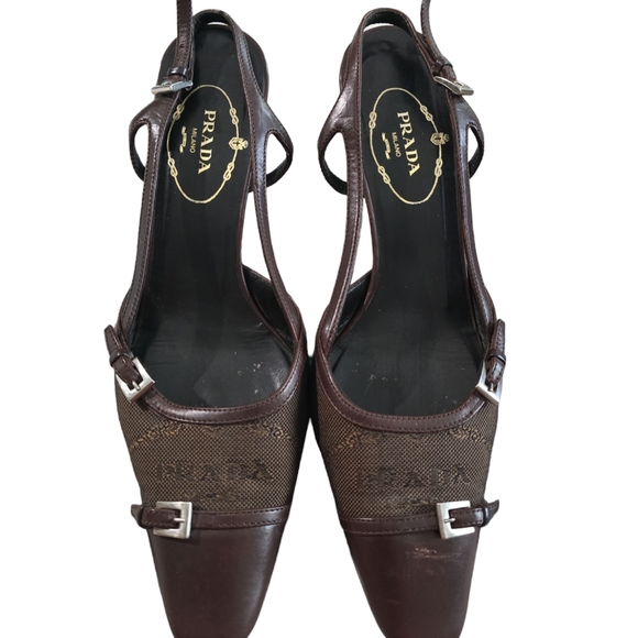 Authentic Vintage Prada Slingback Heels Size 36.5 - Picture 3 of 12